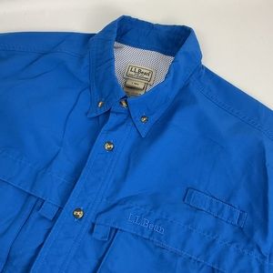 L.L.Bean Men's Tropicwear Shirt, Short-Sleeve, blue, Size L Reg